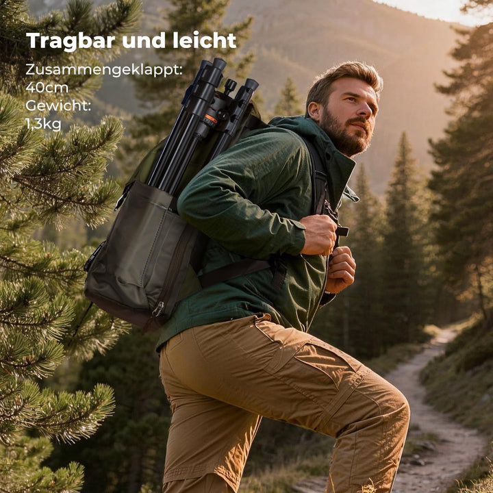 K&F CONCEPT 182CM Stativ Kamera mit Griff und Neigungsbegrenzer, Kamerastativ aus Aluminium Tripod f