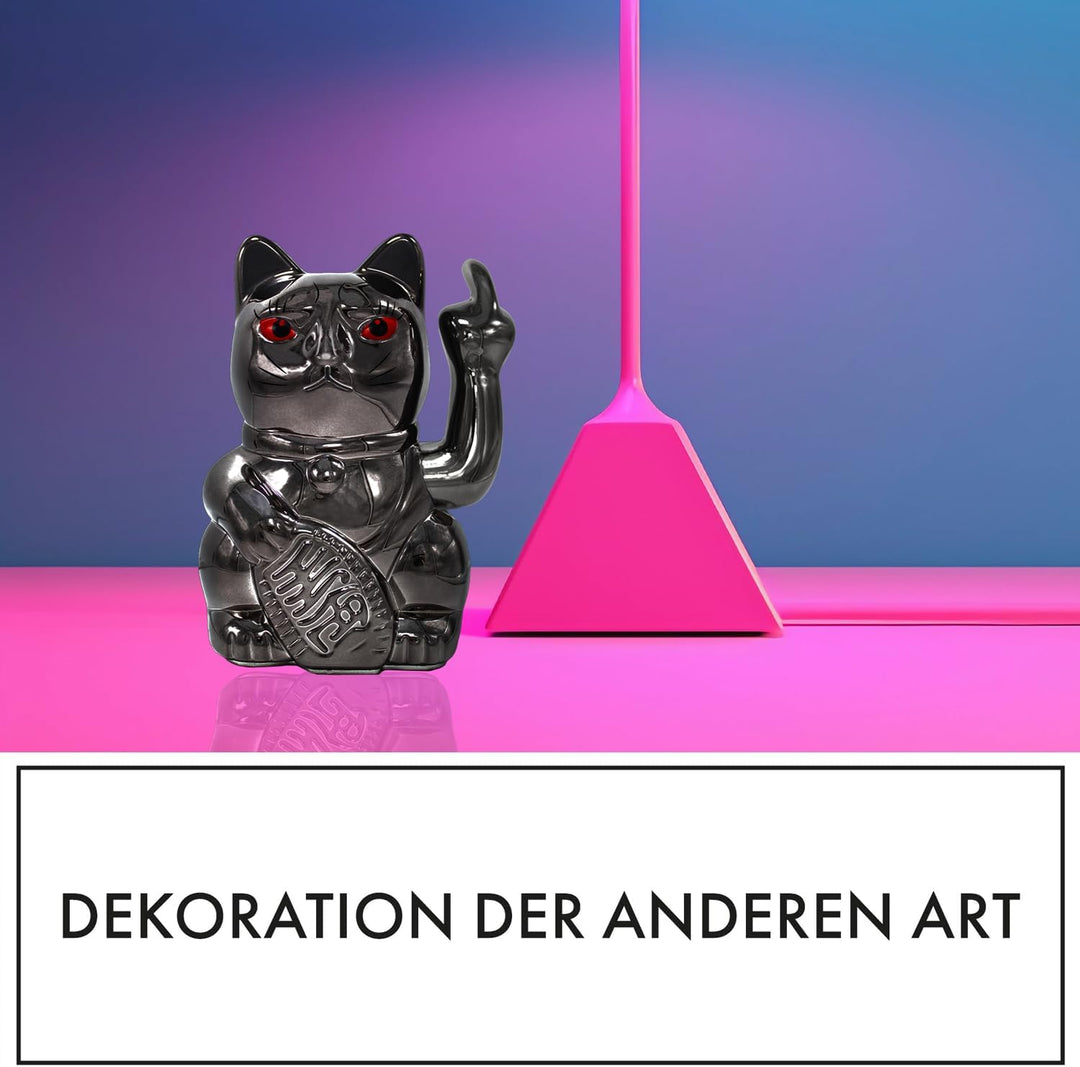 ANGRY CAT - Winkekatze Lucky CAT - Lustige winkende Katze - japanische Winkkatze mit Stinkefinger -