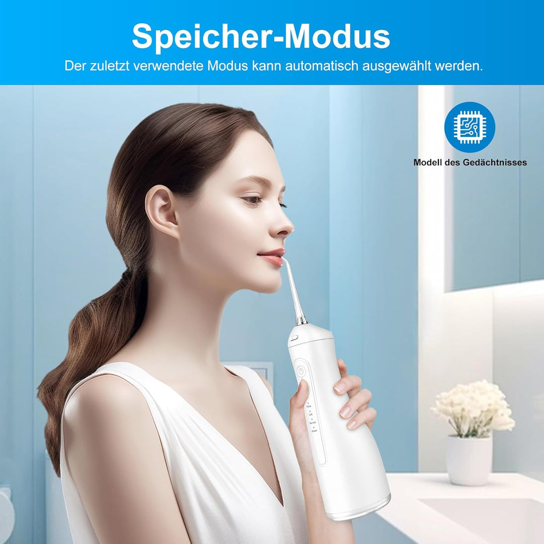 Betterchoi Munddusche Kabellos Tragbar Elektrische Zahnreiniger, 4 Reinigungsmodi, 1800 Impulse, 300