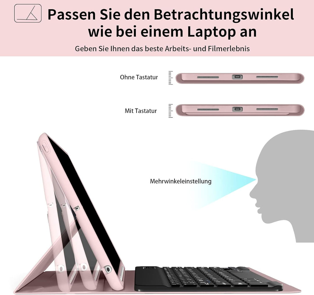 aoub Hülle mit Tastatur für iPad 9. Generation/iPad 8. Generation/iPad 7. Generation, Hülle mit Tast