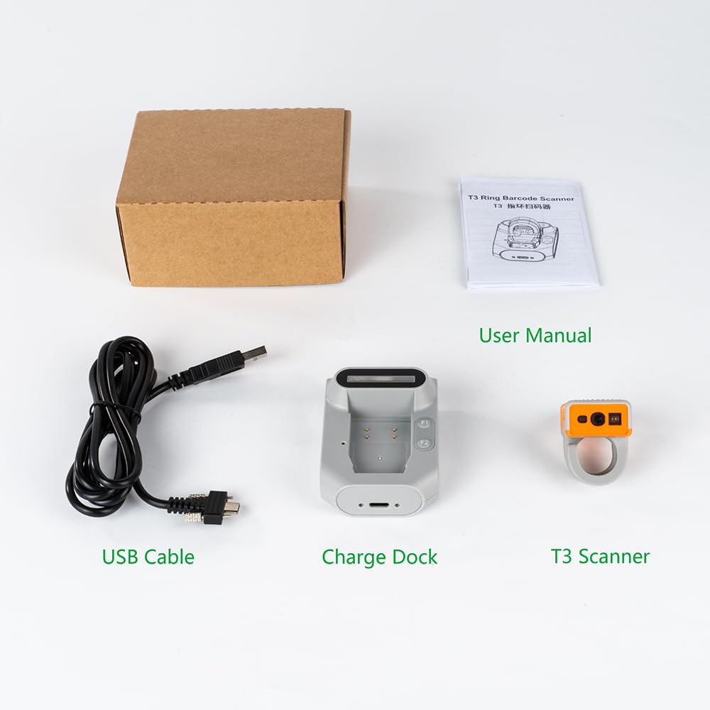 T3 Kabelloser Bluetooth-Ring-Scanner für 2D-Barcodes,IP65