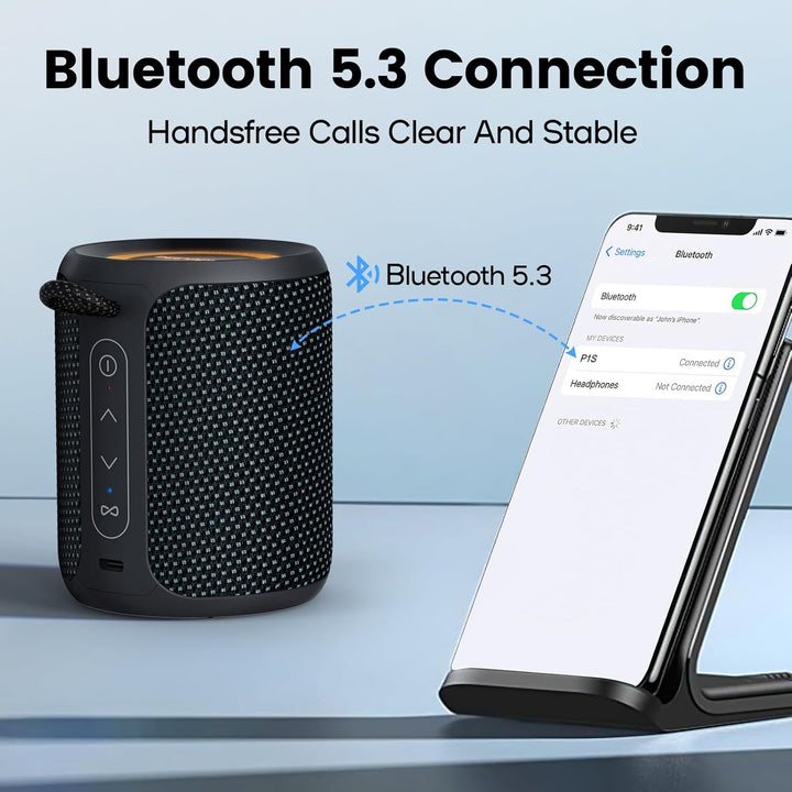 Deeyaple Bluetooth Lautsprecher Klein Tragbarer Musikbox 5.3 IPX7 Wasserdicht Kabellose Stereo Pairi