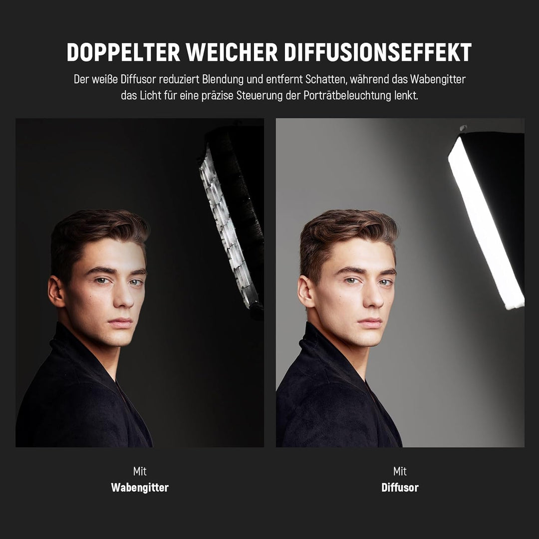 NEEWER verbesserter Softbox für RGB1200 LED Video Lichtpaneel, 14,6 x 13,6 Zoll, faltbar mit Gitter/
