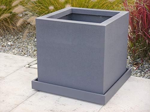eastwest pflanzkübel TÜV-geprüfter Untersetzer Bassin aus Fiberglas in anthrazit, quadratisch - Grös