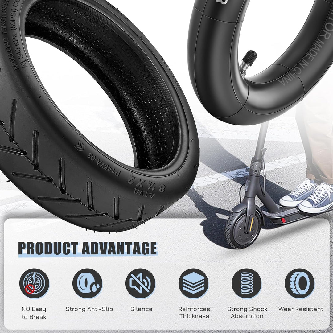 E Scooter Reifen 8 1/2 x2 Schlauch für Xiaomi Pro 2/Pro/M365/1S/Mi 3, 50/75-6.1 Reifen und Schlauch