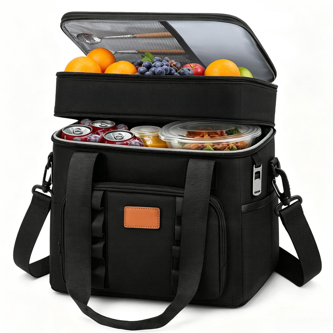 Kühltasche, 30.7L Doppel-Kühltasche Gross Faltbar, Thermotasche Hält Warm & Kalt, Picknicktasche mit
