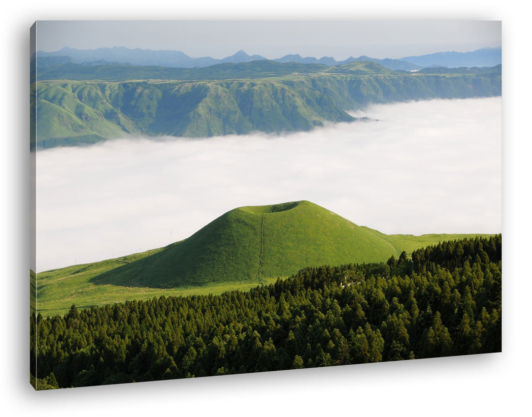 deyoli Aso Komezuka Vulkan in Japan Format: 80x60 als Leinwandbild, Motiv fertig gerahmt auf Echthol