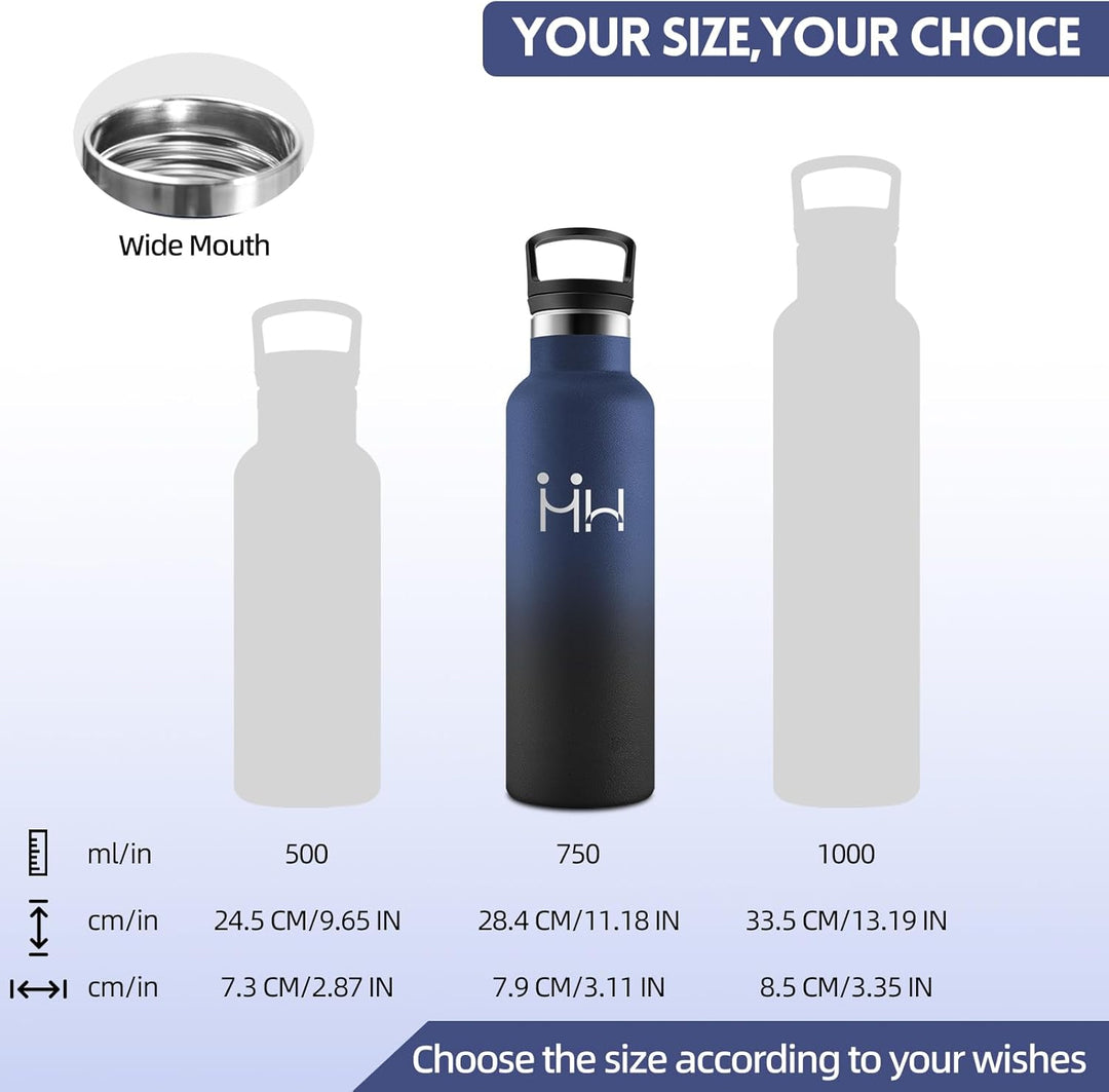 HoneyHolly Trinkflasche 750ML, BPA-Frei, Trinkflasche Edelstahl, Auslaufsichere Isolierflasche Doppe
