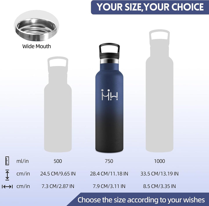 HoneyHolly Trinkflasche 750ML, BPA-Frei, Trinkflasche Edelstahl, Auslaufsichere Isolierflasche Doppe