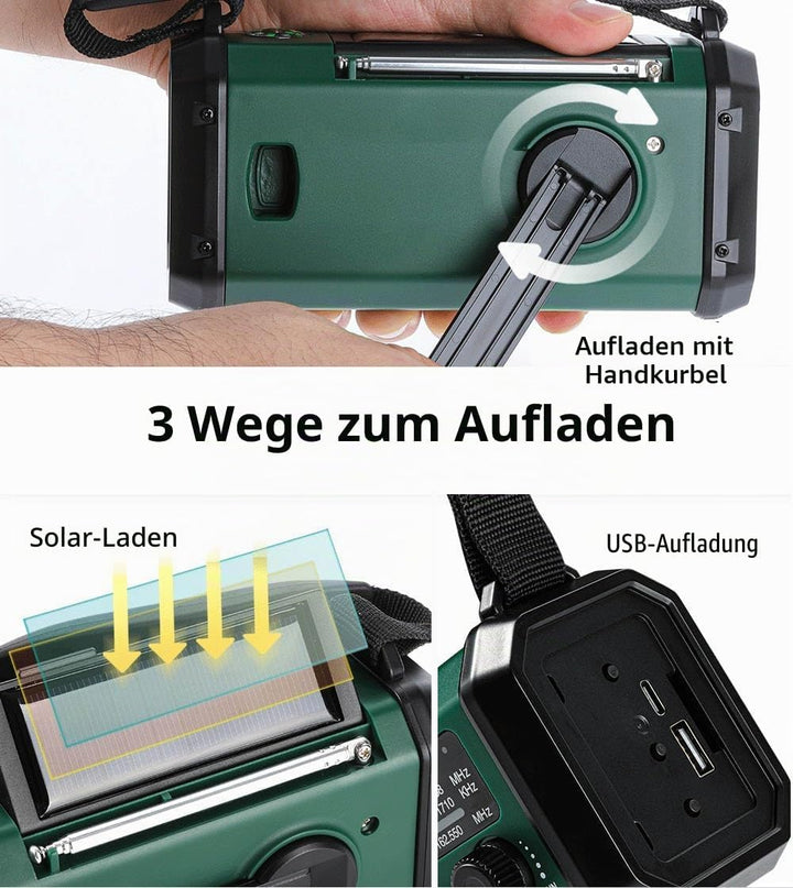 Winnes Notfall Wetter Radio, Akku, Tragbar Radio mit SOS-Alarm, 20000 mAh, Kurbel, Solarradio, AM/FM