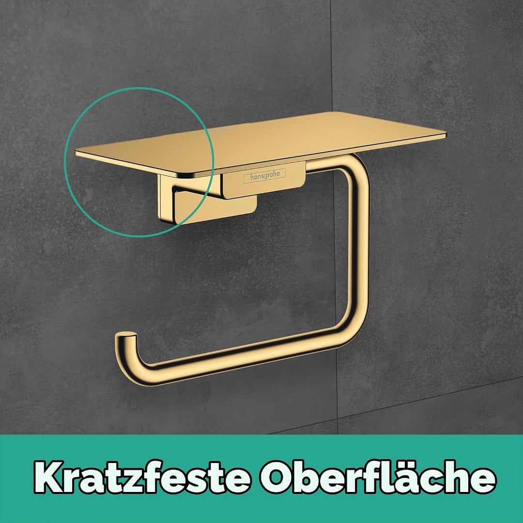 hansgrohe AddStoris - Toilettenpapierhalter mit Ablage, Klopapierhalter für Wandmontage, Klorollenha
