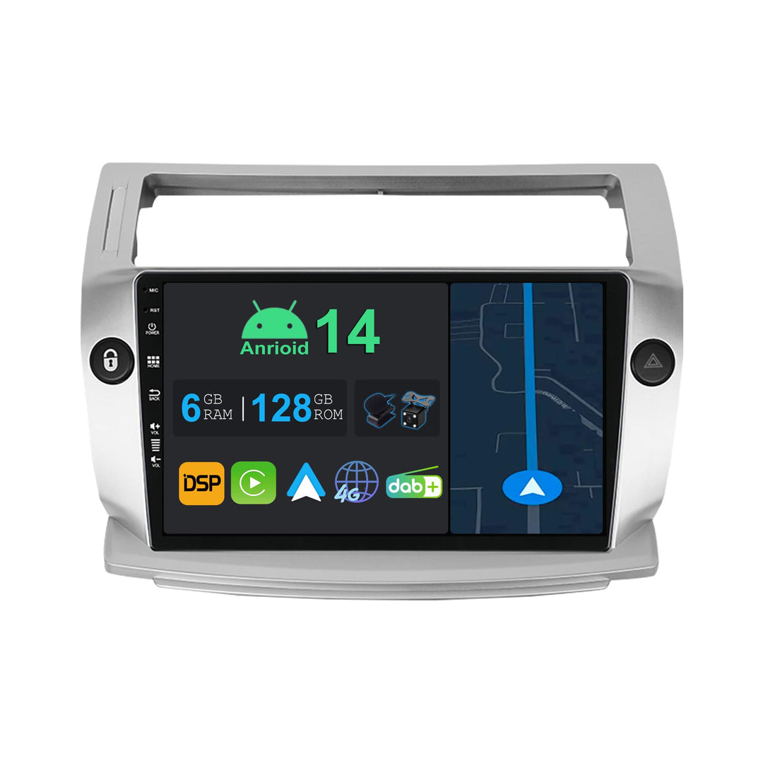 9 Zoll Android 14 Autoradio mit Navi Für Citroen C4/C-Quatre/C-Triomphe 2004-2012 | Octa Core | 6GB