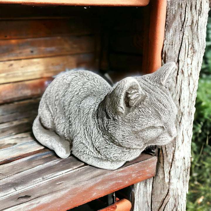 OriginalPaul Skulp & Betondesign Steinfigur Katze Mia für Garten und Terrasse aus frostsicherem Stei