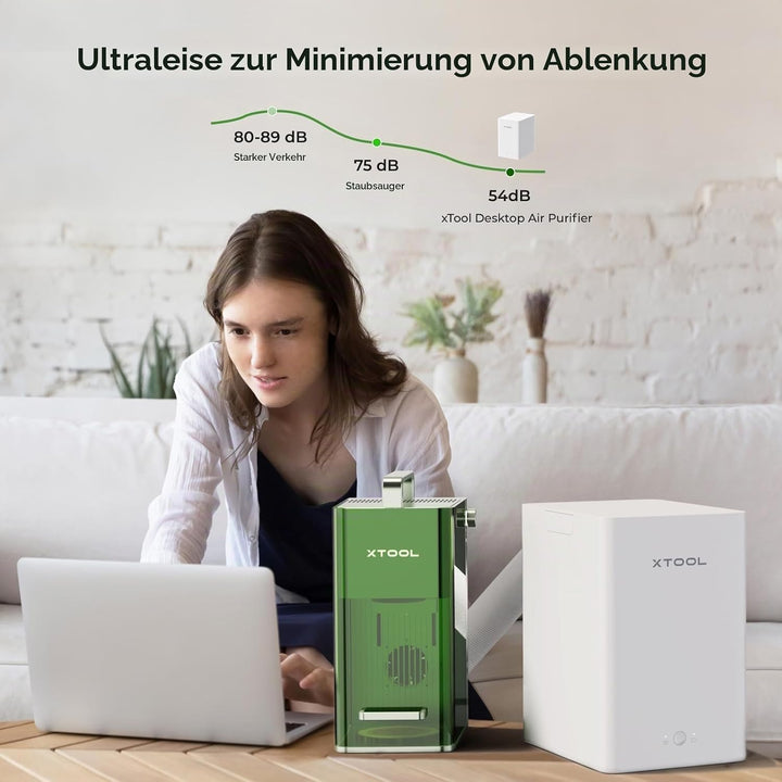xTool F1 Desktop Luftreiniger, Rauchabsauger mit 3 Schicht Filterung, Hepa Portable Air Purifier nur