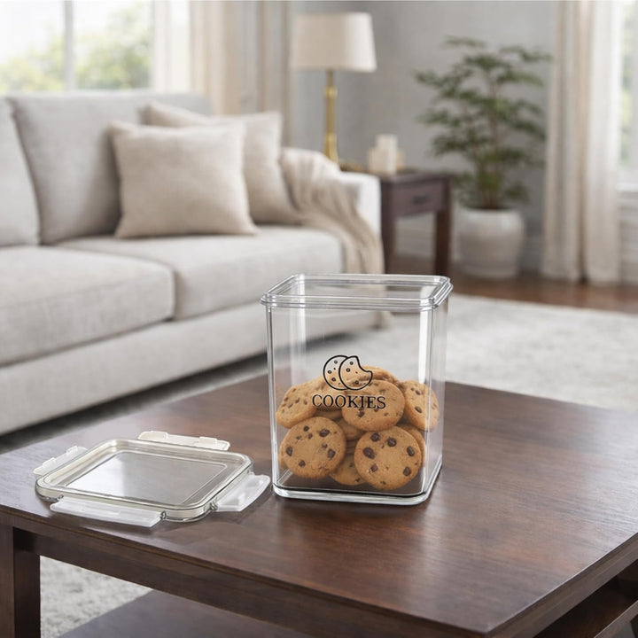 Keksdose mit Deckel – luftdichter Vorratsbehälter BPA-frei (25×18×18cm), transparente Snackdose Kuns