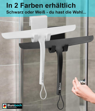 Abzieher Dusche mit Halterung, BLUMBACH® Duschabzieher weiss 28 cm breit Dusch Abzieher Wischer Sili