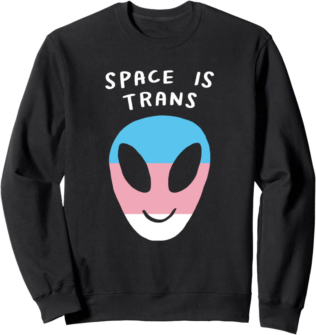Space Is Trans Alien LGBTQ Aesthetic Transgender Pride Flag Sweatshirt