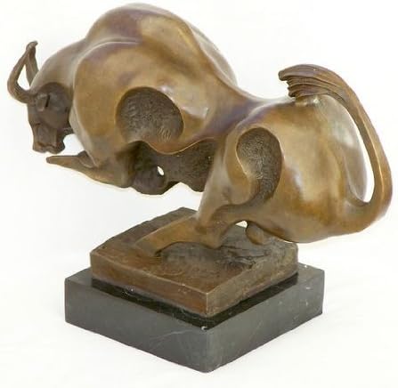 Börsenstier kaufen - Stier Skulptur auf Marmor - Milo Bulle - Kubismus Statue - Deko Figur aus Bronz