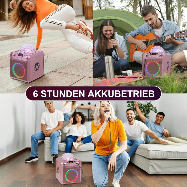 N-GEAR Block Party 602 Karaoke Maschine und Musikbox Kinder – 100 Watt, 6 Stunden Akku, Party Discok