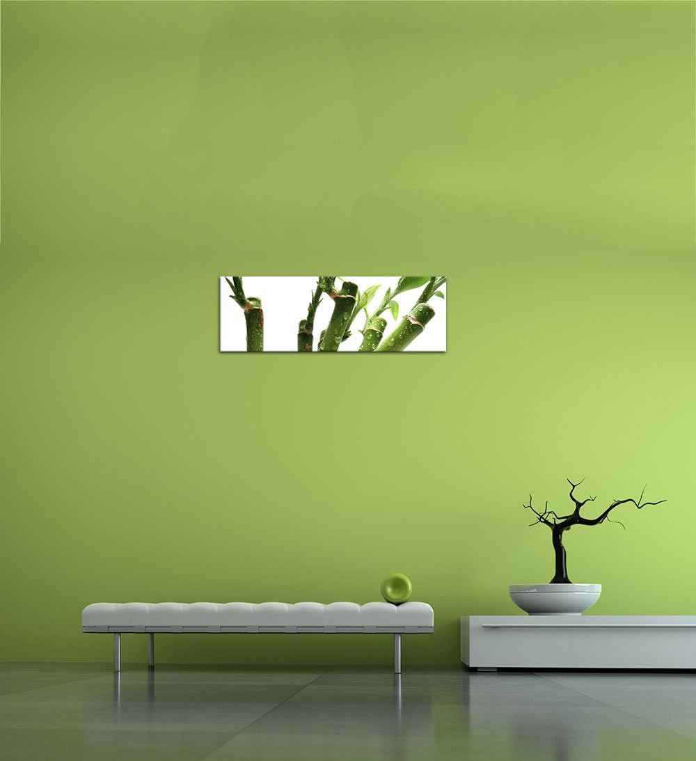 Bilderdepot24 Bild auf Leinwand | Bambus in 90x30 cm als Panorama Wandbild | Wand-deko Dekoration Wo