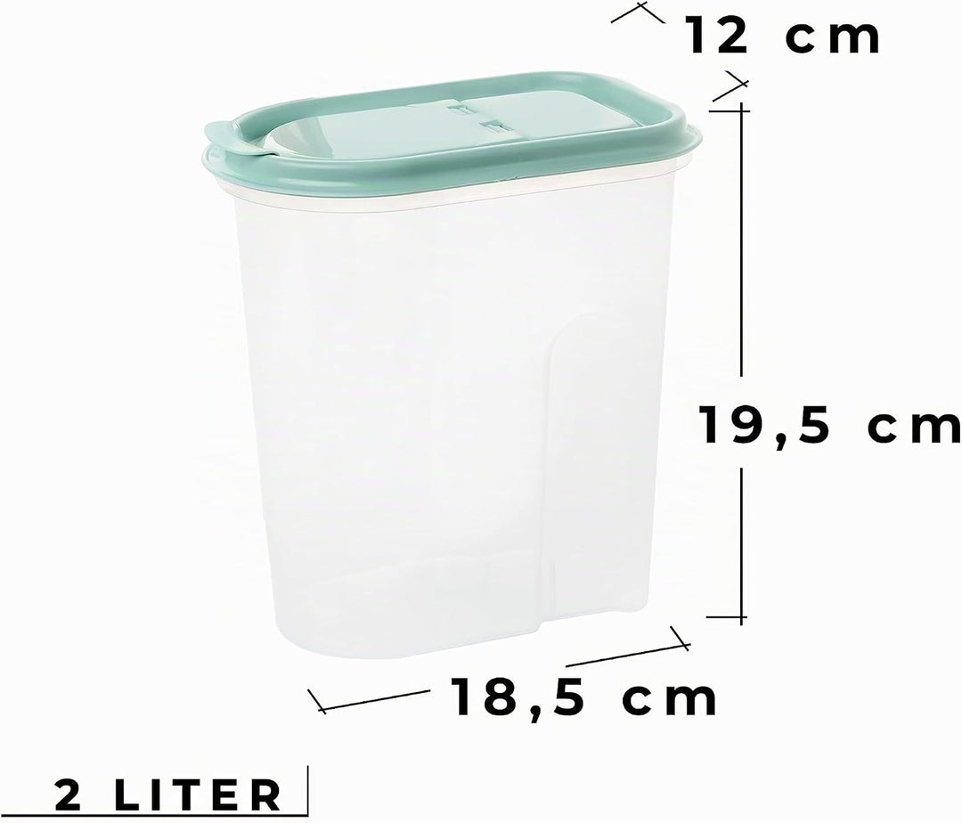 2friends Vorratsdosen 4er set,Schüttdosen 2 Liter, transparent mit Klappdeckeln, Müslispender, Farbe
