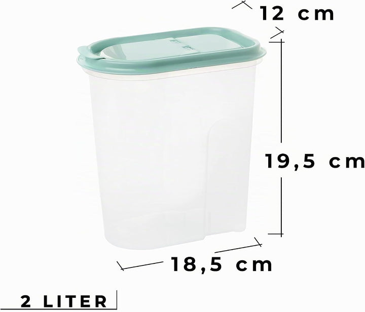 2friends Vorratsdosen 4er set,Schüttdosen 2 Liter, transparent mit Klappdeckeln, Müslispender, Farbe