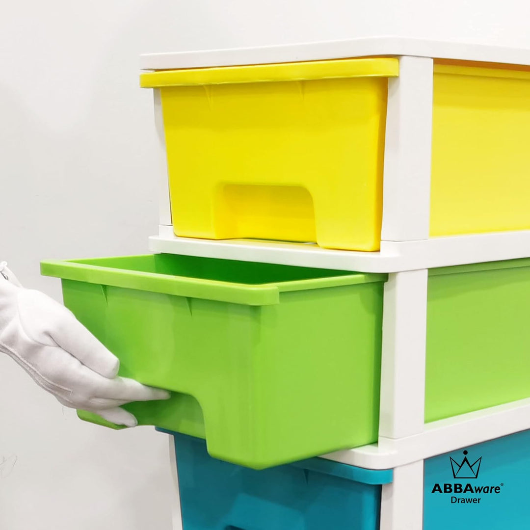 ABBAware Schubladenbox, Schubladen-Container auf Rädern, 5 grosse 17 Liter Schubladen, der Umwelt zu