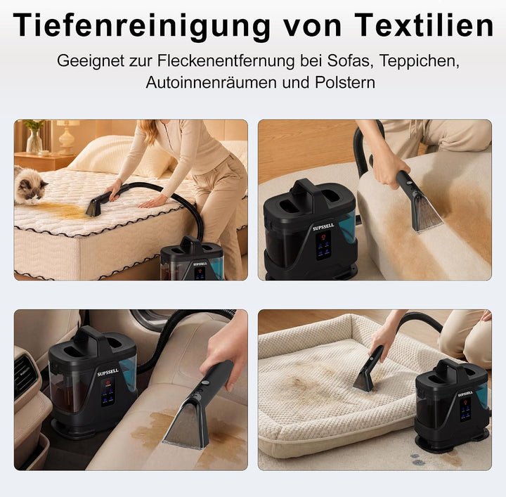 Polsterreiniger 1700W Dampf, für Haustiere, Sofa, Teppich & Auto | Hohe Saugkraft, Dampfreinigung, H