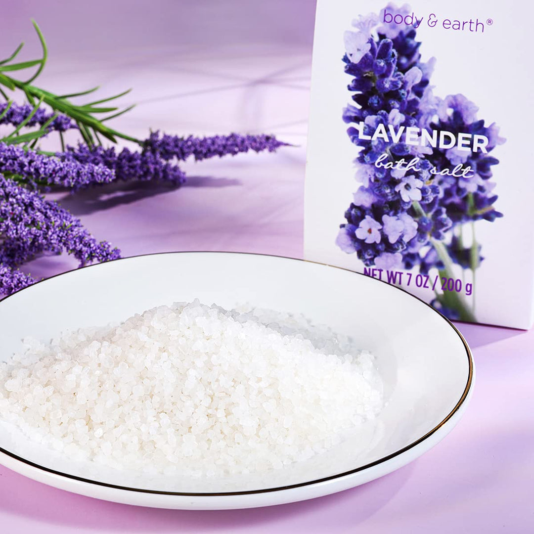 BODY & EARTH Lavendel Wellness Set für Frauen 7 tlg. Beauty Set, Badeset Frauen Geschenk, Geburtstag