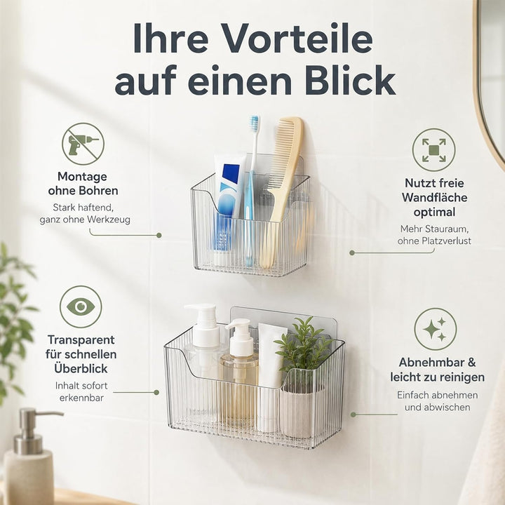 ZYNERY 6er Set Schranktür Organizer für Küche, 2 Grössen Klare Kunststoff-Aufbewahrungsboxen mit Kle