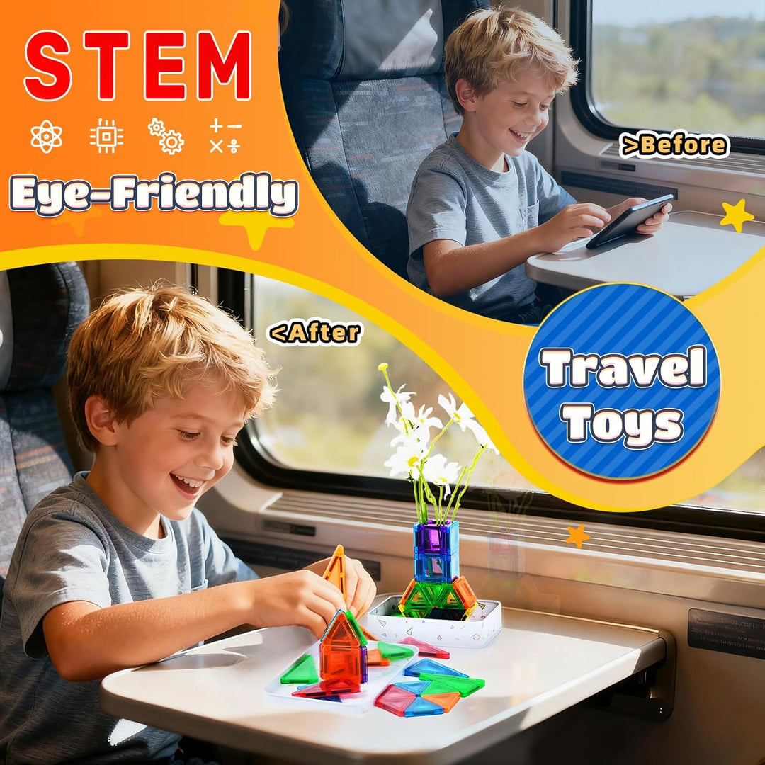 48PCS Mini Magnetische Bausteine Magnetbausteine Reiseset Magnetspielzeug Montessori Reisespielzeug