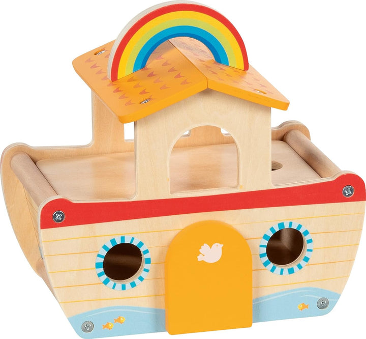 goki 51464 - Meine kleine Arche Noah, buntes Lernspielzeug aus Holz für Kinder, Tiere wie Löwe, Elef