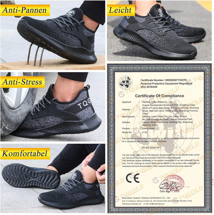 Sicherheitsschuhe Herren Damen Leicht Arbeitsschuhe Stahlkappe Sportlich Schutzschuhe Atmungsaktiv r