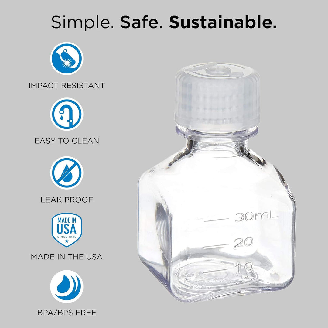 Nalgene Kunststoffflasche Quader Polycarbonat Farblos 30 ml, Farblos 30 ml