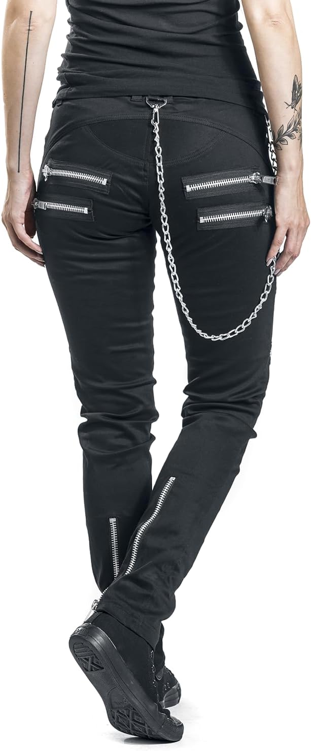Gothicana by EMP Damen Schwarze Jeans mit Reissverschlüssen W29L32