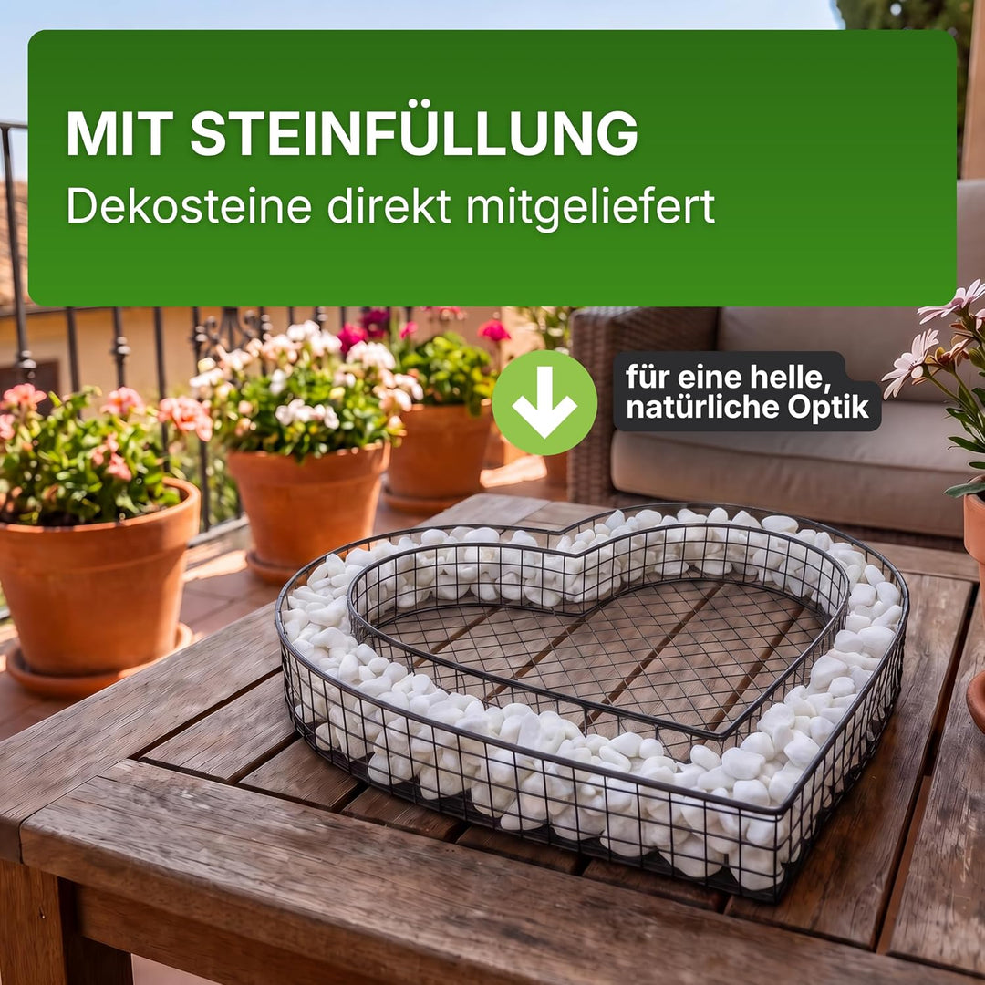 Gartenwelt Riegelsberger Herz-Gitter mit Carrarra Dekosteinen Carrara, Carrara