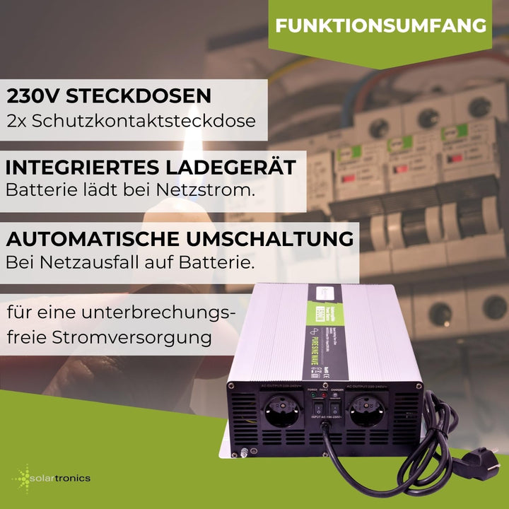 Spannungswandler USV 24V NPS 1500/3000 Watt Reiner Sinus UPS Inverter