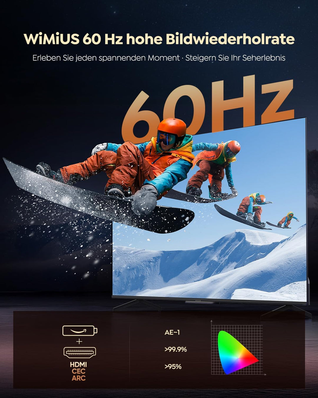 Smart Beamer mit Netflix, Dolby Audio, WiMiUS 1100 ANSI Autofokus/6D Trapezkorrektur Led Beamer 4K H