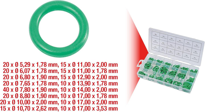 KS Tools 970.0340 Sortiment O-Ringe für Klima, HNBR, 270-tlg.