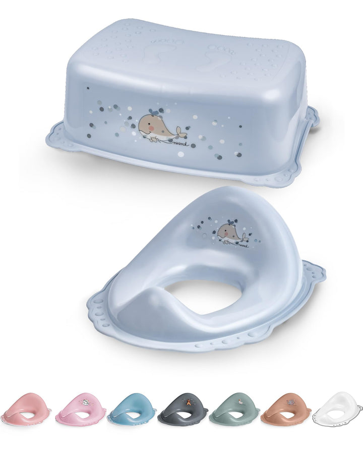 Toilettentrainer mit Treppe als Set Wahl blau – Toilettensitz Kinder und Stufenhocker für Kinder – T