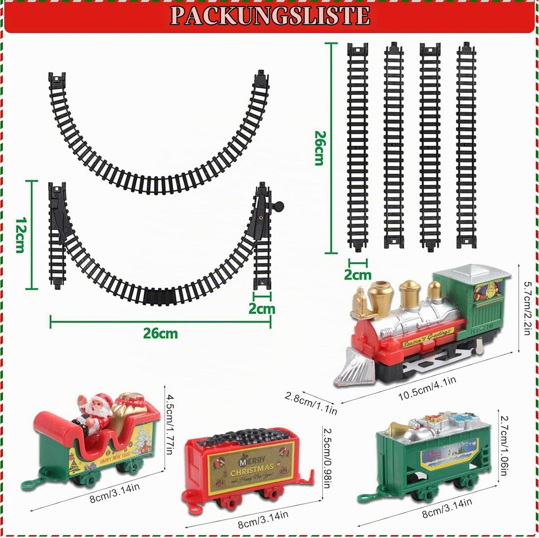 Klassischer Elektrischer Weihnachtszug Set für den Tannenbaum – Spielzeug Eisenbahn mit Weihnachtsma