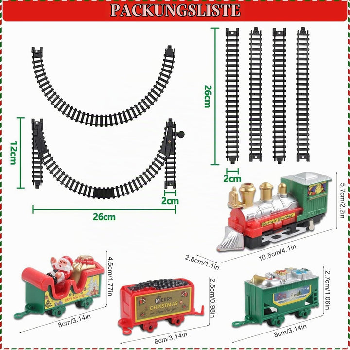 Klassischer Elektrischer Weihnachtszug Set für den Tannenbaum – Spielzeug Eisenbahn mit Weihnachtsma