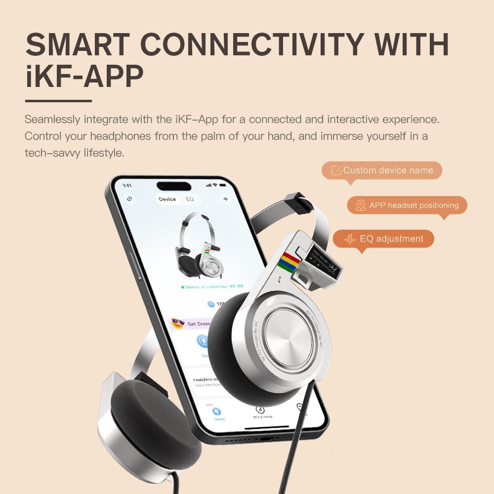 iKF R3 Kopfhörer Kabellos Bluetooth Retro, Vintage On Ear Headphones, bis zu 60 Stunden Spielzeit, D