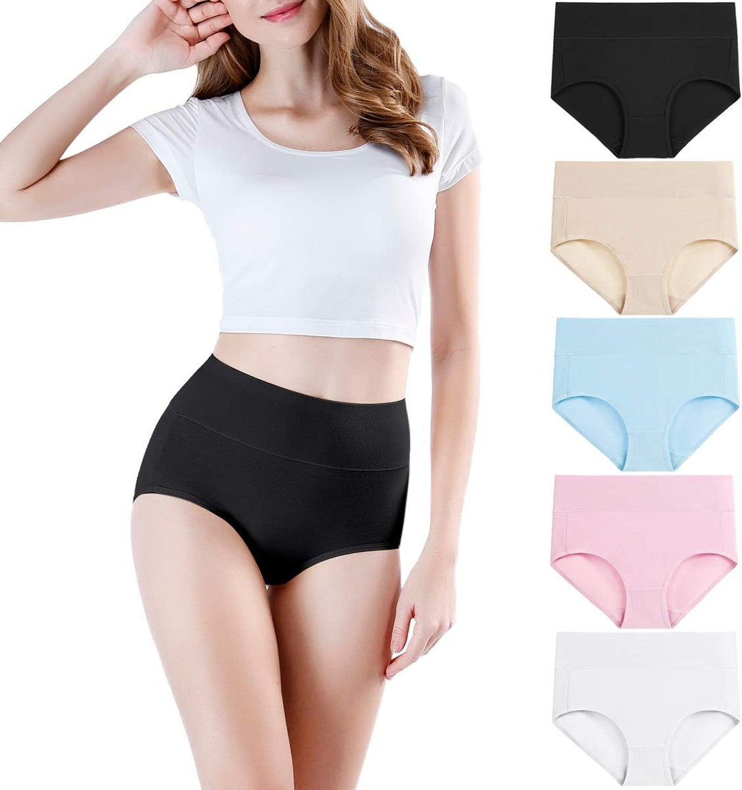 wirarpa Damen Unterhosen Baumwolle Unterwäsche Hohe Taille Slips Hoher Taillenslip für Frauen 5er Pa