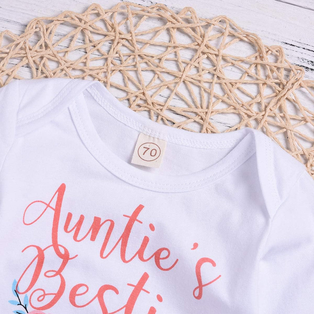 Baby Mädchen Kleidung Tante Bestie Strampler Top+Floral Pants+Hat 3Pcs Baby Tante Bekleidungssets 18