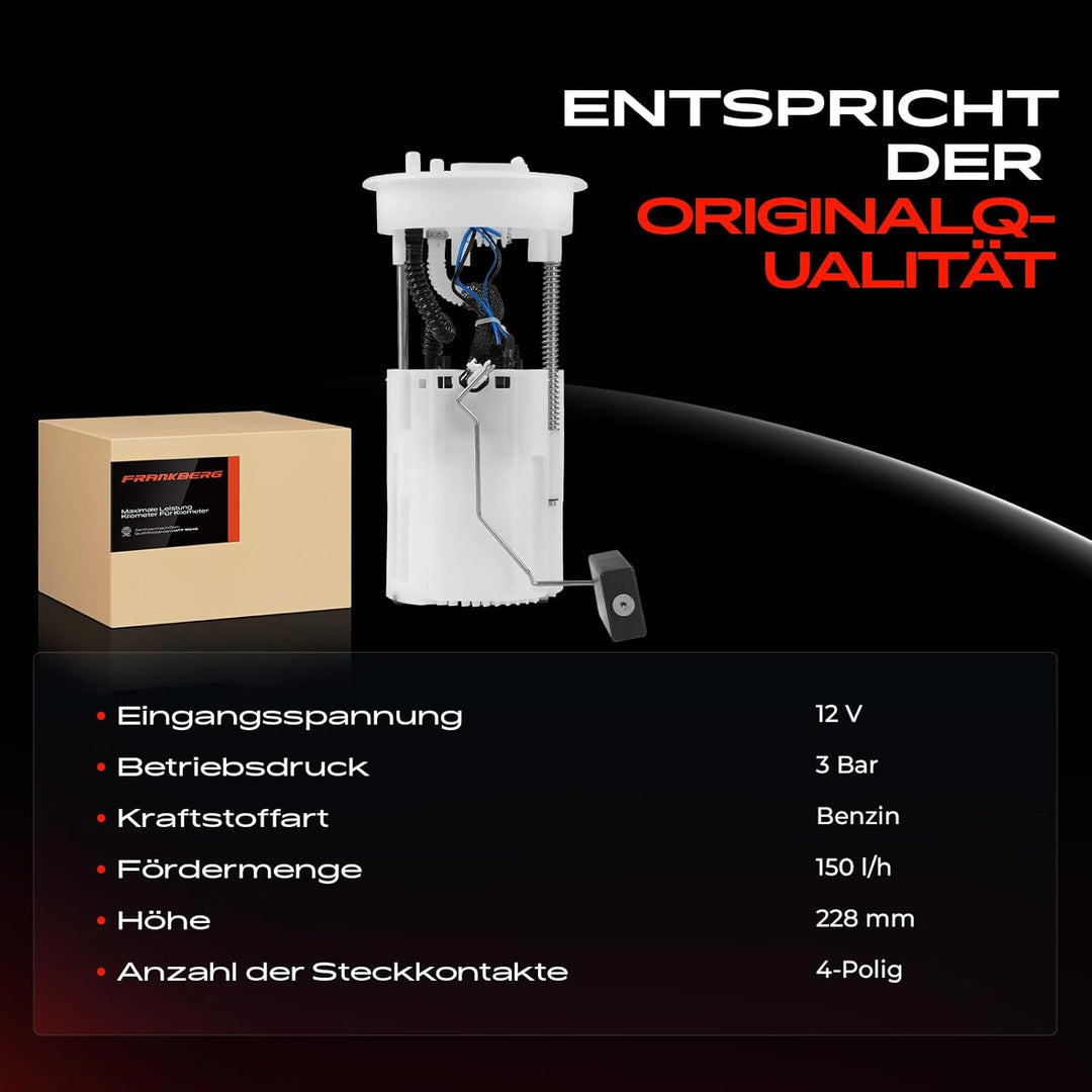 Frankberg Kraftstoffpumpe Benzinpumpe Kraftstoff-Fördereinheit Modul Satz ohne Drucksensor 4-Polig K