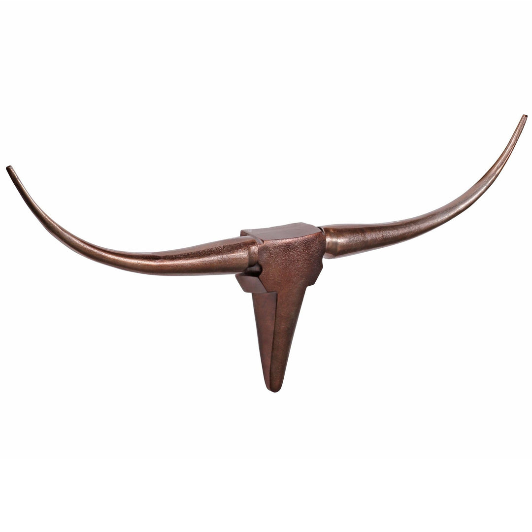 FineBuy Deko Geweih Bull M FB37860 Bronze 100 cm Aluminium Design Hörner, Wanddekoration Stierkopf H