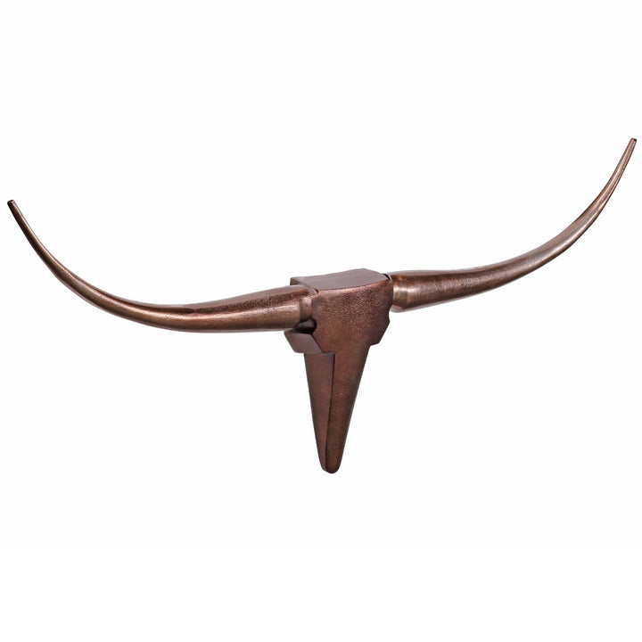 FineBuy Deko Geweih Bull M FB37860 Bronze 100 cm Aluminium Design Hörner, Wanddekoration Stierkopf H