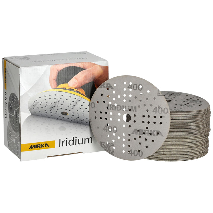 Mirka Schleifpapier Iridium Ø 125 mm Klett 89-Loch Korn 400 100 Stk | Premium Schleifpapier Korn 400