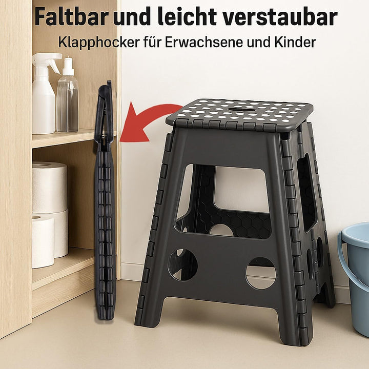 Semptec Urban Survival Technology Tritthocker klappbar: 2er-Set Faltbare Tritthocker, bis 150 kg, An